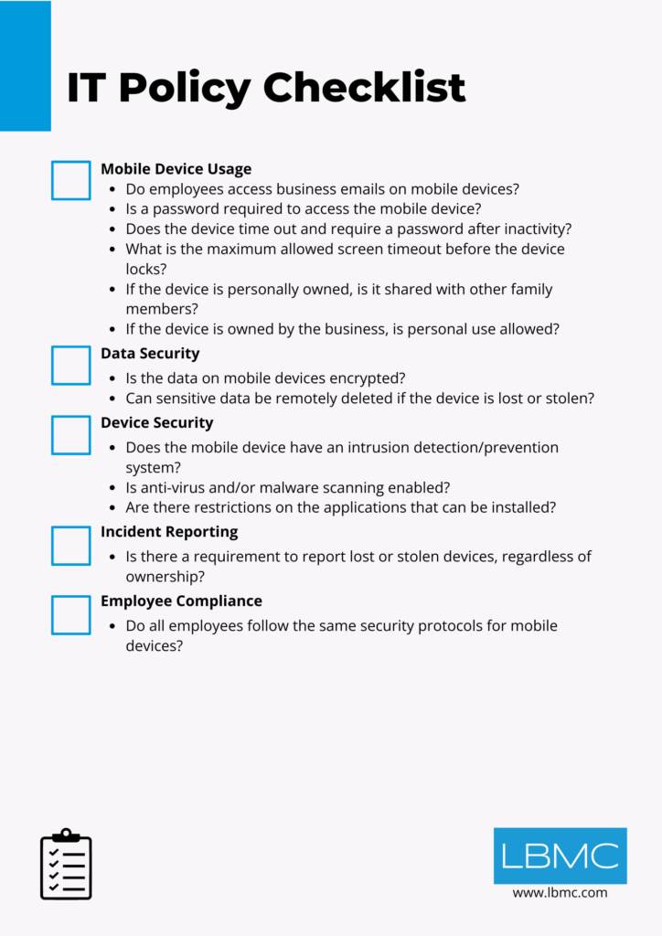 IT Policy Checklist